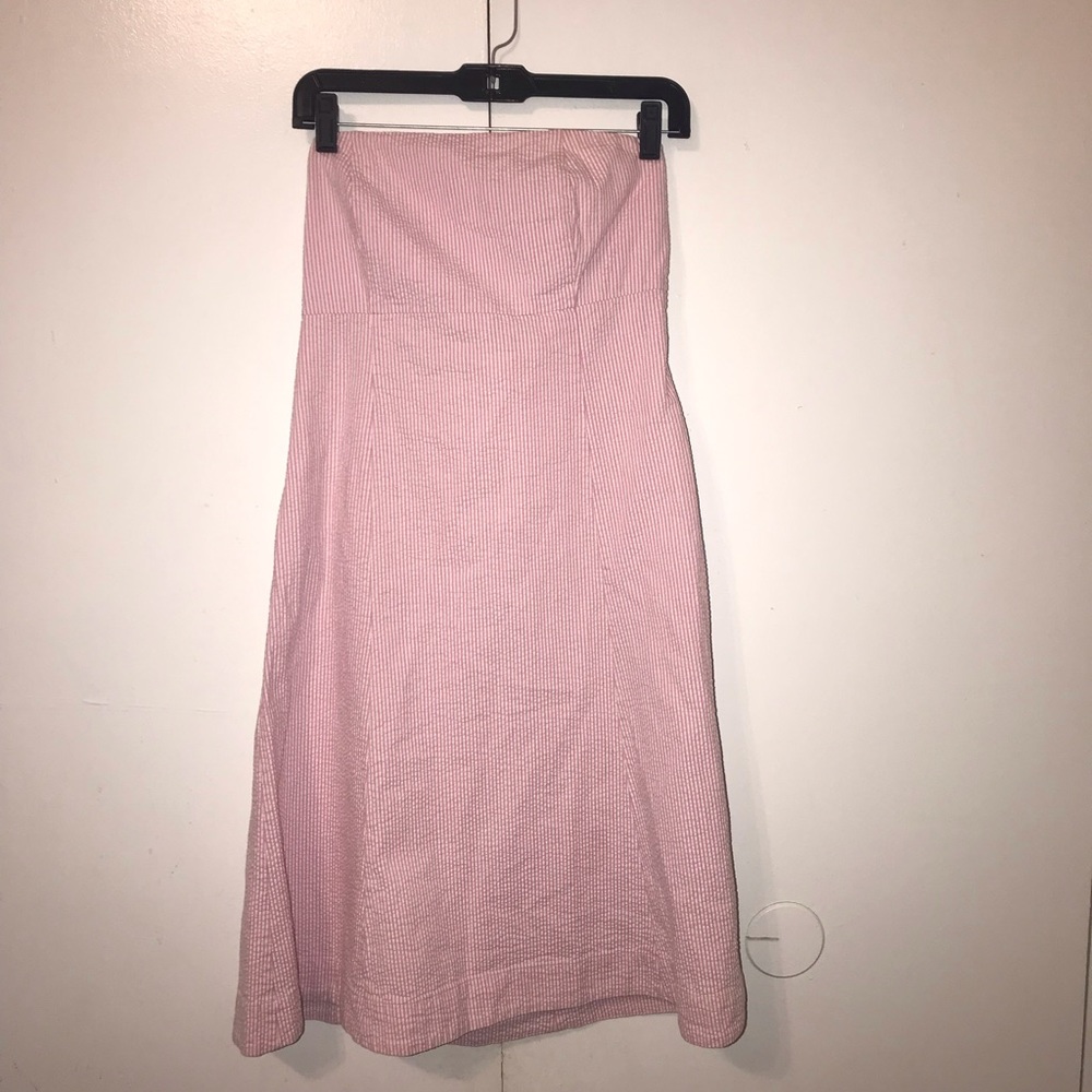 Gap Pink and White Strapless Dress